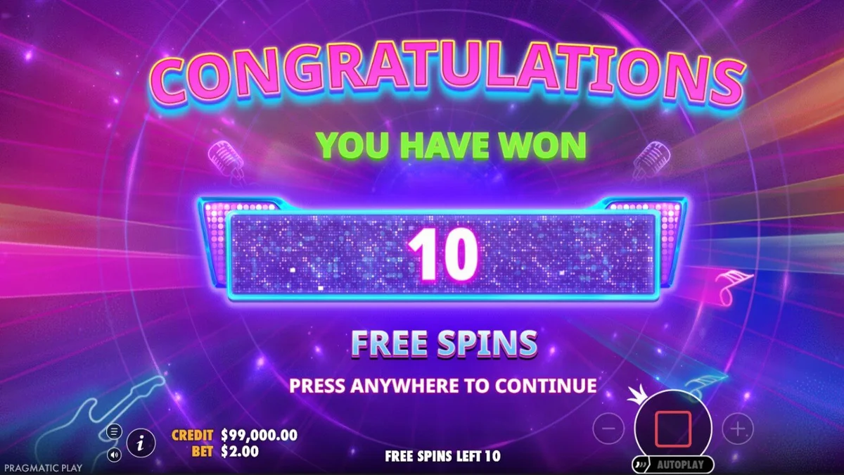 Interface vibrante do slot Idol Pop Fever com luzes neon e temática de banda pop